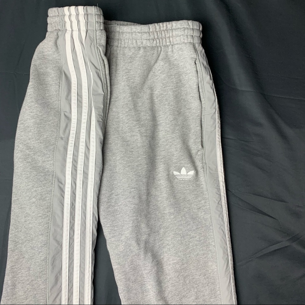 ADIDAS grey and white striped joggers